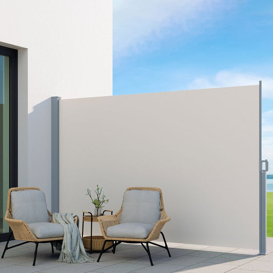 Retractable Side Awnings for Baclony,Terrace or Patio Sun Shade Outdoor,Privacy Screen 2X3M Cream - Direct On Sale
