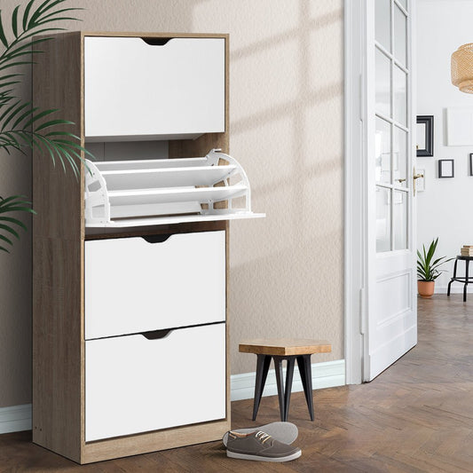 Shoe Rack Cabinet 60 Pairs 4 - tier White - Direct On Sale