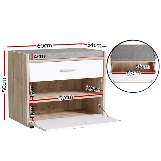 Shoe Storage Bench Rack Cabinet Bench 8 Pairs White - Direct On Sale