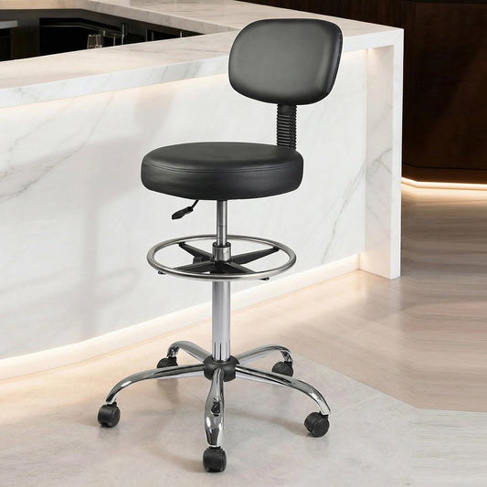 Swivel Office Chair Ergonomic Stool Height Adjustable Footrest Backrest - Direct On Sale