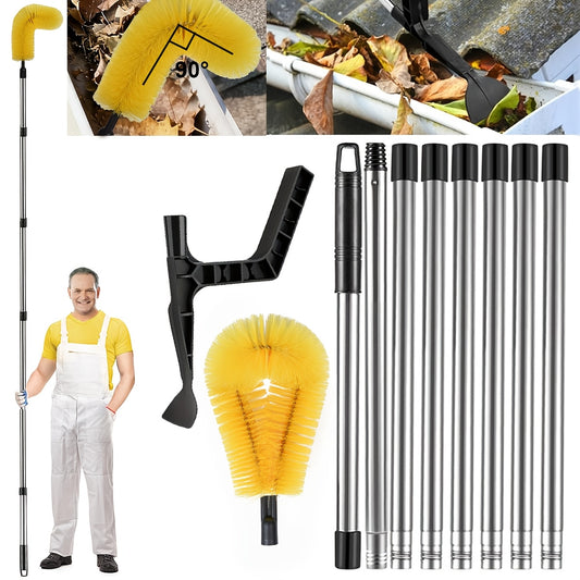 2-in-1 gutter cleaning tool in use