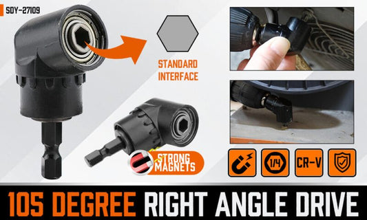105 Degree Right Angle Drive Extension Power Screwdriver Drill Socket Adapter - Direct On Sale