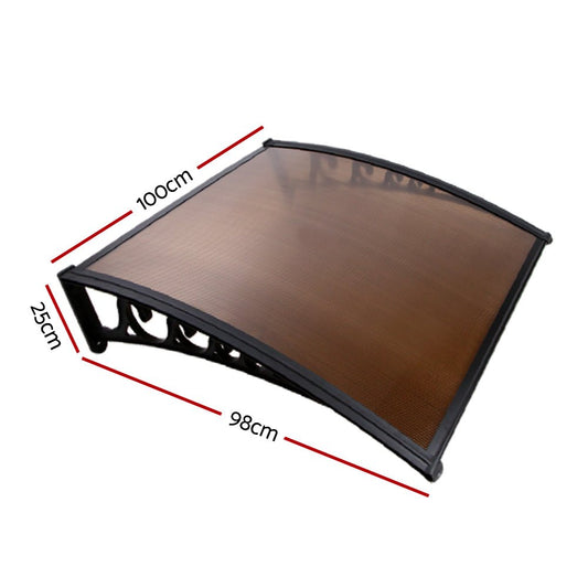 1m x 1m Window Door Awning Brown - Direct On Sale