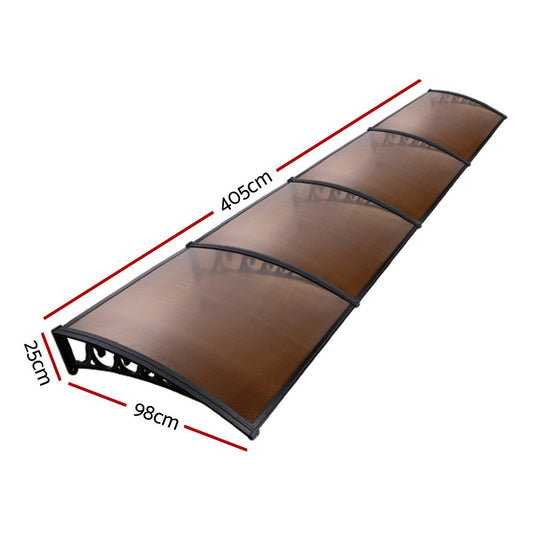 1m x 4m Window Door Awning Door Canopy Patio UV Sun Shield BROWN DIY - Direct On Sale