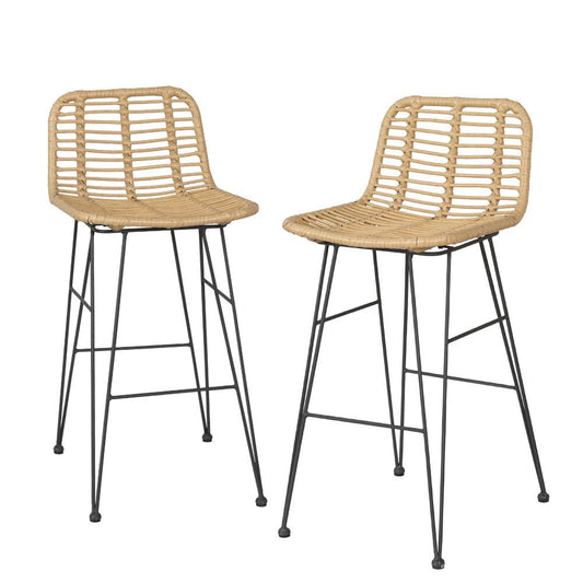 2 - Piece Outdoor Bar Stools Wicker Dining Chair Bistro Patio Balcony - Direct On Sale