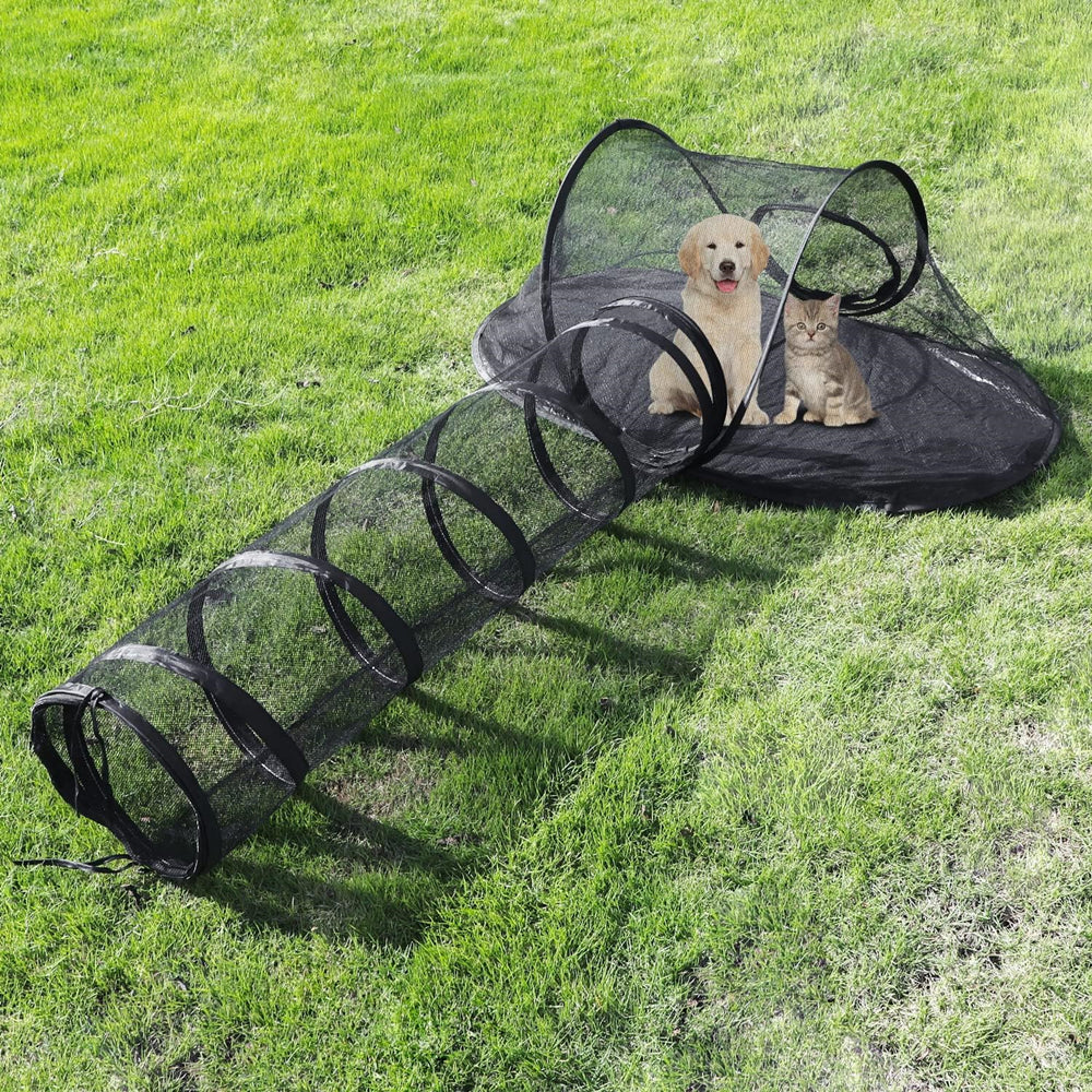 PETSWOL Portable Cat Tent With Tunnel - Spacious Outdoor Retreat For Cats And Small Pets_2