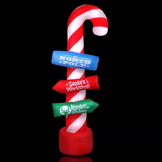2.4M Christmas Inflatable Santa Guide Candy Pole Xmas Decor LED - Direct On Sale