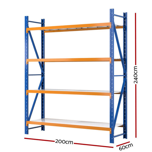2.4Mx2M Storage Rack for Garage Industrial Shelving Racking Storage Shelve Blue - Direct On Sale