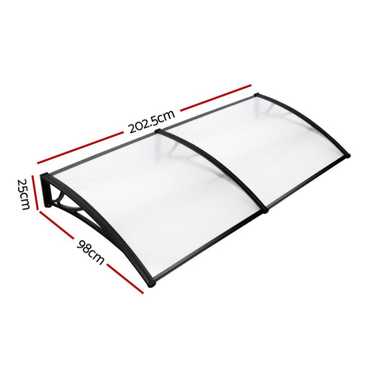 2m x 1m Window Door Awning Shade - Transparent - Direct On Sale