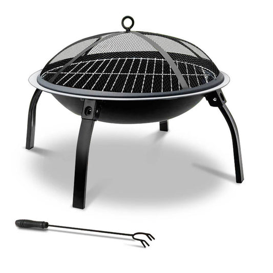 30" Fire Pit BBQ Charcoal Grill Smoker Portable Outdoor Camping Garden Pits - Direct On Sale