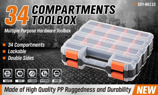34 - Compartment Double Side Organizer Tool Box Parts Storage w/t Dividers - Direct On Sale