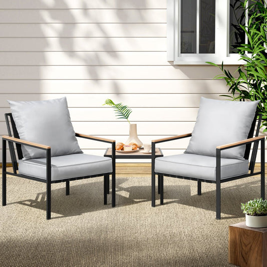 3pcs Outdoor Lounge Setting Bistro Set Chairs Table Patio - Direct On Sale