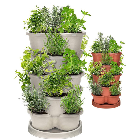 5 - Tier Stackable Vertical Garden Planter Pots - Space - Saving Planting Solution - Direct On Sale