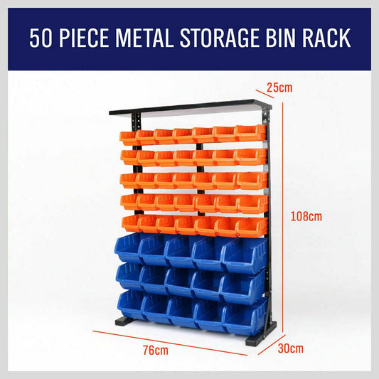 50 - Piece Bin Wall Mounted Parts and Tool Storage Rack Organiser Rack for Workshop Tools Industrial shelving - Direct On Sale
