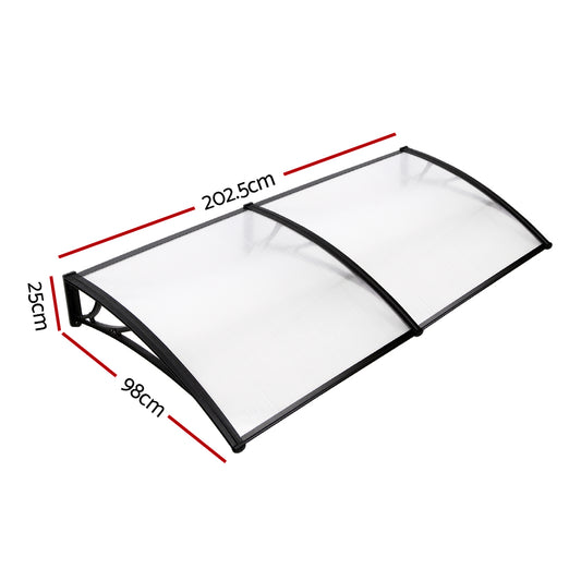 2m x 1m Window Door Awning Shade - Transparent