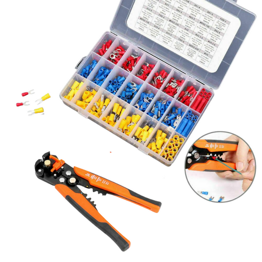 Electrical Wire Connectors Kit Cable Crimper Stripper Cut Pliers 400Pc Terminal