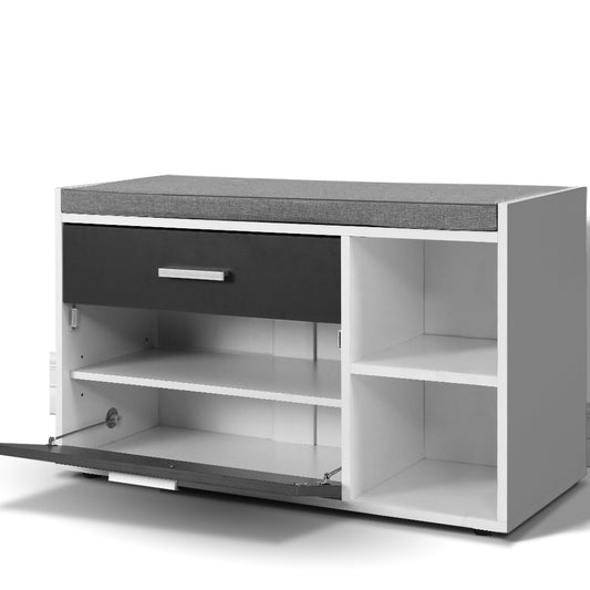 Wooden Fabric Seat Shoes Storage Organiser