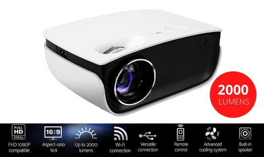 Portable Projector Wifi USB HDMI 2000 Lumens HD 1080P