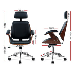 Executive Leather Black Wooden Office Chair