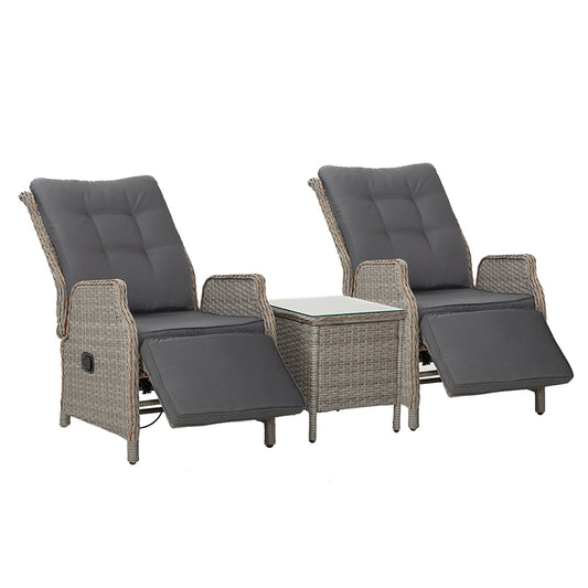 Recliner Chairs Outdoor Sun lounge Setting Patio Furniture Wicker Sofa