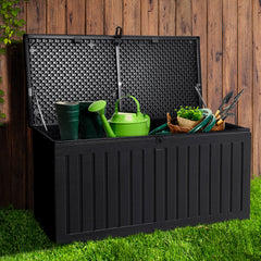 270L Outdoor Storage Box Container Garden Toy Indoor Tool Chest Sheds Black