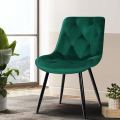 Starlyn Dining Chairs Velvet Green Set of 2