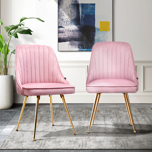Nappa Dining Chairs Velvet Pink Set of 2