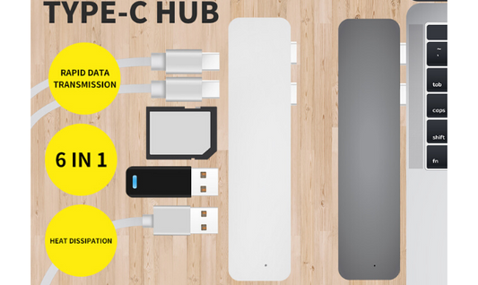 USB 3.0 Type-C HUB 6 Port Powered Adapter for Macbook pro