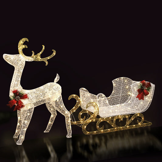 LED Reindeer Sleigh Christmas Lights – Festive 215 LED Indoor & Outdoor Display