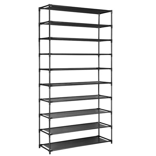 Artiss Shoe Rack 10 - Tier (50 Pair) Shoes Organiser DIY Stackable Organizer Storage Shelf Stand Holder Portable Wardrobe Black - Direct On Sale