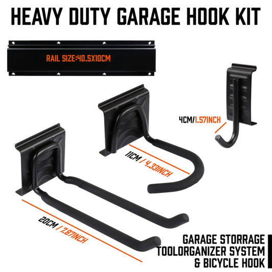 Heavy Duty 64" Rail Wall Mount Hooks Set