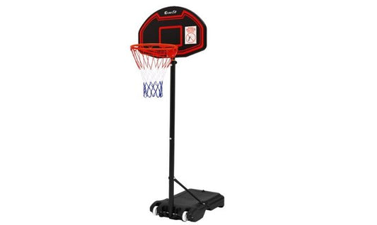 Adjustable Portable Basketball Stand Hoop System Rim Black - Direct On Sale
