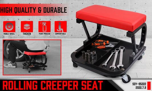 Rolling Garage Creeper Stool Seat With Tray Workshop Mechanic Stool Repair Storage