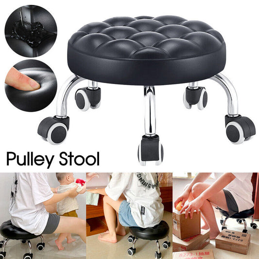 Round Low Roller Seat Stool Small Stool with Wheels Kitchen Wardrobe
