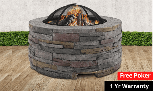 Faux stone Fire Pit Outdoor Fireplace Garden Firepit Heater - Direct On Sale