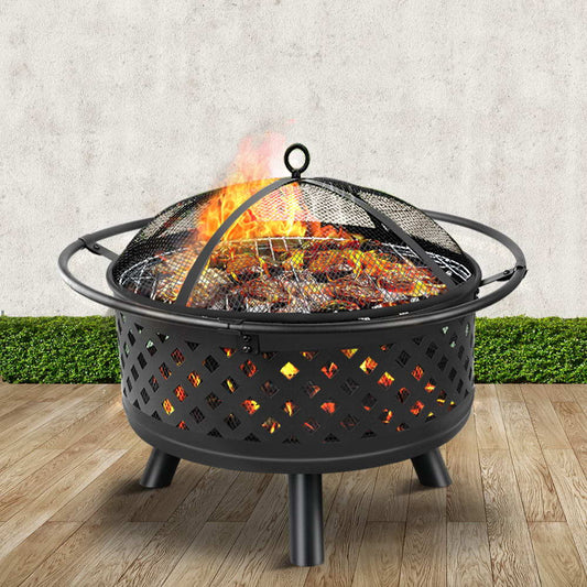 Fire Pit BBQ Grill Smoker Portable Outdoor Fireplace Patio Heater Pits 30" - Direct On Sale