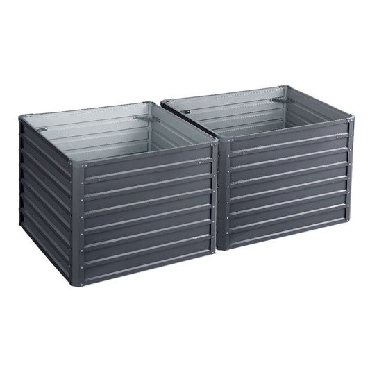 Garden Bed 2PCS 100X100X77CM Galvanised Steel Raised Planter - Direct On Sale