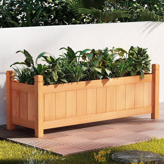 Garden Bed Raised Wooden Planter Outdoor Box Vegetables 90x30x33cm - Direct On Sale