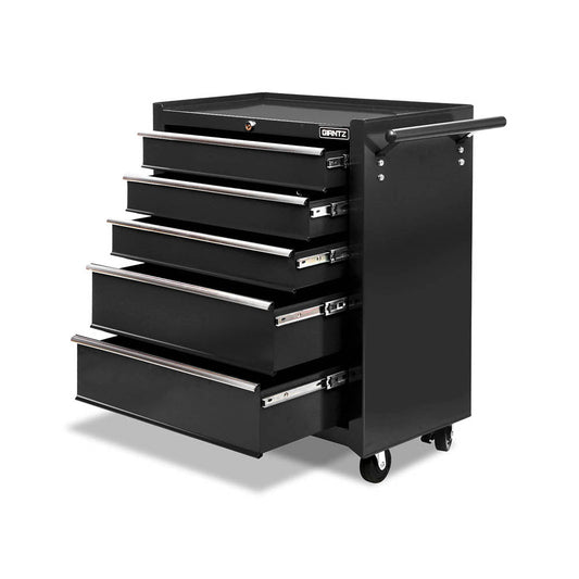 Giantz 5 Drawer Mechanic Tool Box Cabinet Storage Trolley - Black - Direct On Sale