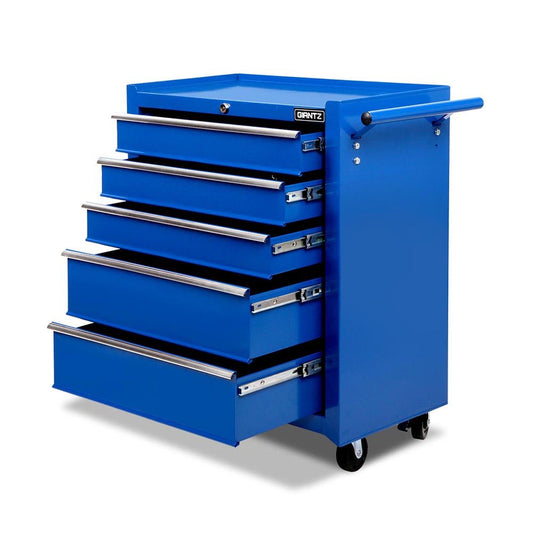 Giantz 5 Drawer Mechanic Tool Box Cabinet Storage Trolley - Blue - Direct On Sale