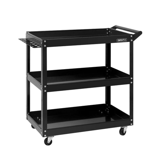 Heavy Duty 3 Tier Tool Steel Cart Trolley Mechanic Storage Organizer Black - Direct On Sale