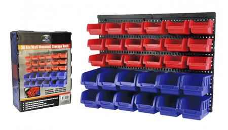 30 Bin Wall Mounted Storage Rack Industrial Shelving - Direct On Sale