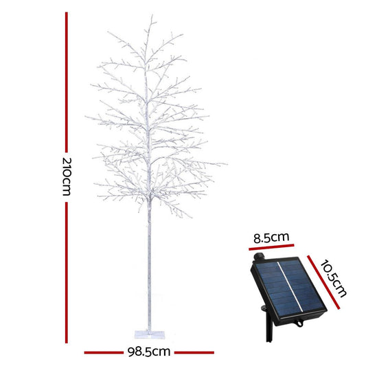 Jingle Jollys Solar Christmas Tree 2.1M 480 LED Trees With Lights Warm White - Direct On Sale