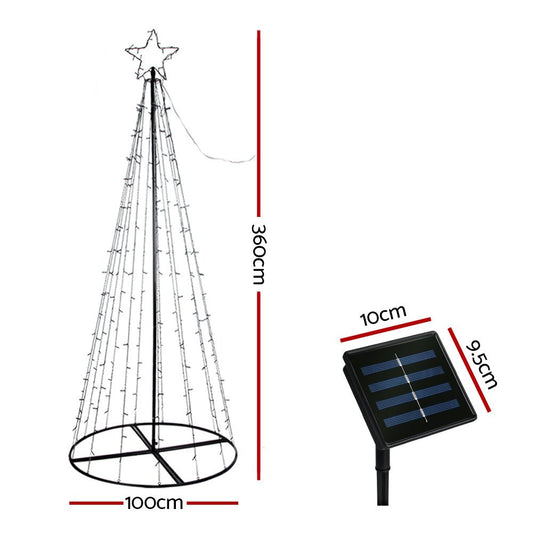 Jingle Jollys Solar Power Christmas Tree 3.6M 400 LED Xmas Trees 8 Light Modes - Direct On Sale