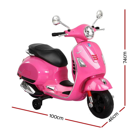 Kids Ride On Car Motorcycle Motorbike VESPA Licensed Scooter Electric Toys Pink - Direct On Sale