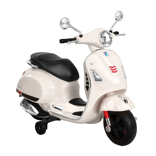 Kids Ride On Car Motorcycle Motorbike VESPA Licensed Scooter Electric Toys White - Direct On Sale