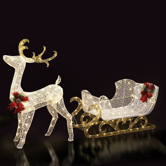 LED Reindeer Sleigh Christmas Lights – Festive 215 LED Indoor & Outdoor Display - Direct On Sale