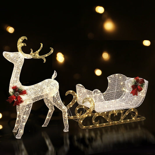 LED Reindeer Sleigh Christmas Lights – Festive 215 LED Indoor & Outdoor Display - Direct On Sale