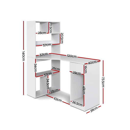 Office Computer Desk Student Study Table Home Workstation Corner Shelf - Direct On Sale