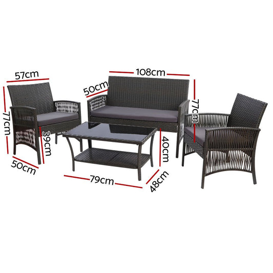 Outdoor Furniture Dining Set Outdoor Lounge Setting Rattan Patio Grey - Direct On Sale